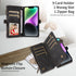 iPhone 14 Plus Retro Premium Flip Leather Cover with 9 Card Holder & Zipper Cash Pocket & Wrist Strap