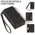 iPhone 14 Plus Retro Premium Flip Leather Cover with 9 Card Holder & Zipper Cash Pocket & Wrist Strap