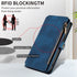 iPhone 14 Plus Retro Premium Flip Leather Cover with 9 Card Holder & Zipper Cash Pocket & Wrist Strap