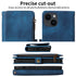 iPhone 14 Plus Retro Premium Flip Leather Cover with 9 Card Holder & Zipper Cash Pocket & Wrist Strap