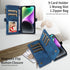 iPhone 14/13 Retro Premium Flip Leather Cover with 9 Card Holder & Zipper Cash Pocket & Wrist Strap