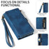 iPhone 14/13 Retro Premium Flip Leather Cover with 9 Card Holder & Zipper Cash Pocket & Wrist Strap