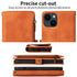 iPhone 14 Plus Retro Premium Flip Leather Cover with 9 Card Holder & Zipper Cash Pocket & Wrist Strap