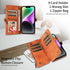 iPhone 14 Plus Retro Premium Flip Leather Cover with 9 Card Holder & Zipper Cash Pocket & Wrist Strap