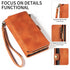 iPhone 14 Plus Retro Premium Flip Leather Cover with 9 Card Holder & Zipper Cash Pocket & Wrist Strap