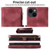 iPhone 14 Plus Retro Premium Flip Leather Cover with 9 Card Holder & Zipper Cash Pocket & Wrist Strap