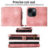 iPhone 14/13 Retro Premium Flip Leather Cover with 9 Card Holder & Zipper Cash Pocket & Wrist Strap