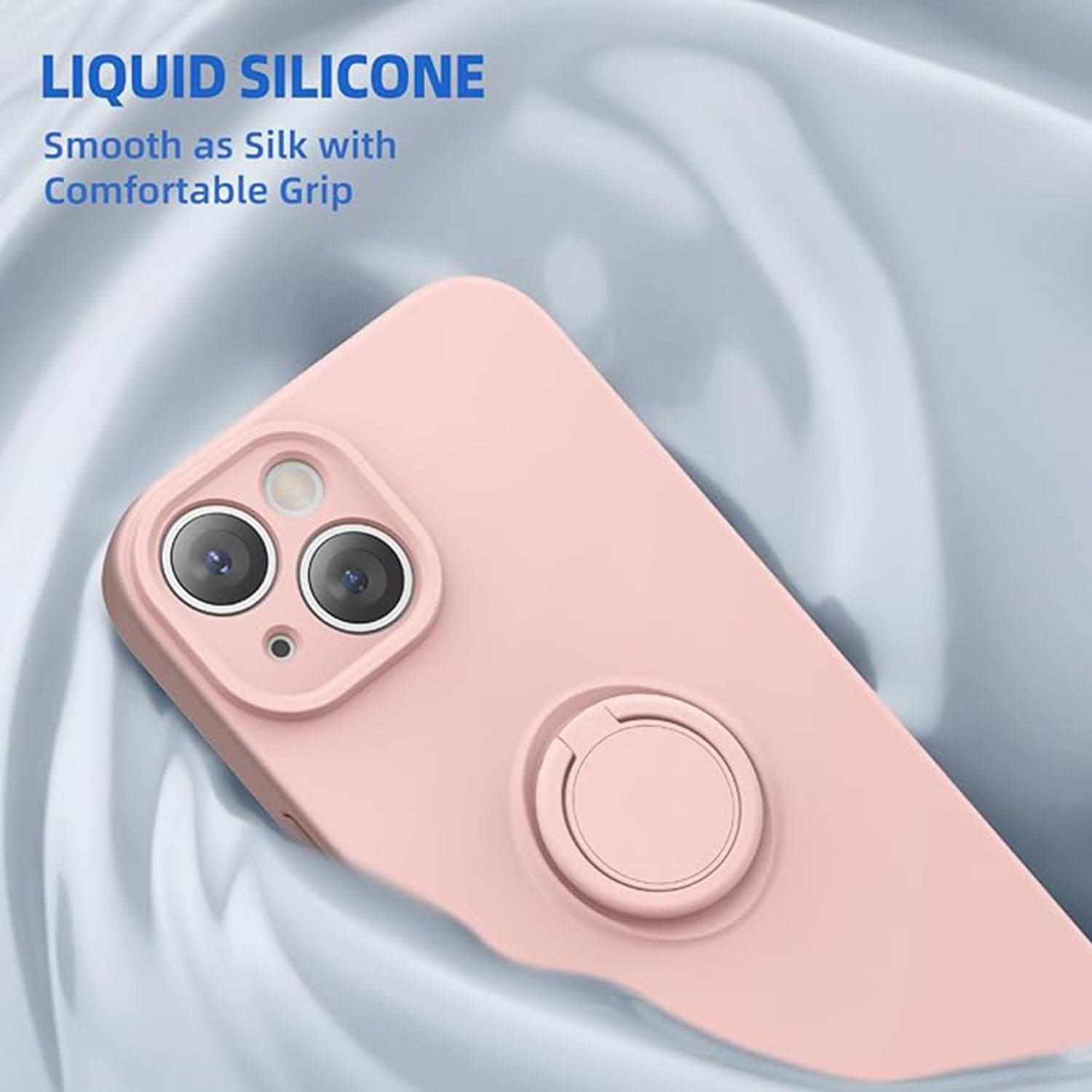 iPhone 13 (6.1") Soft liquid silicone case with stand ring  holder