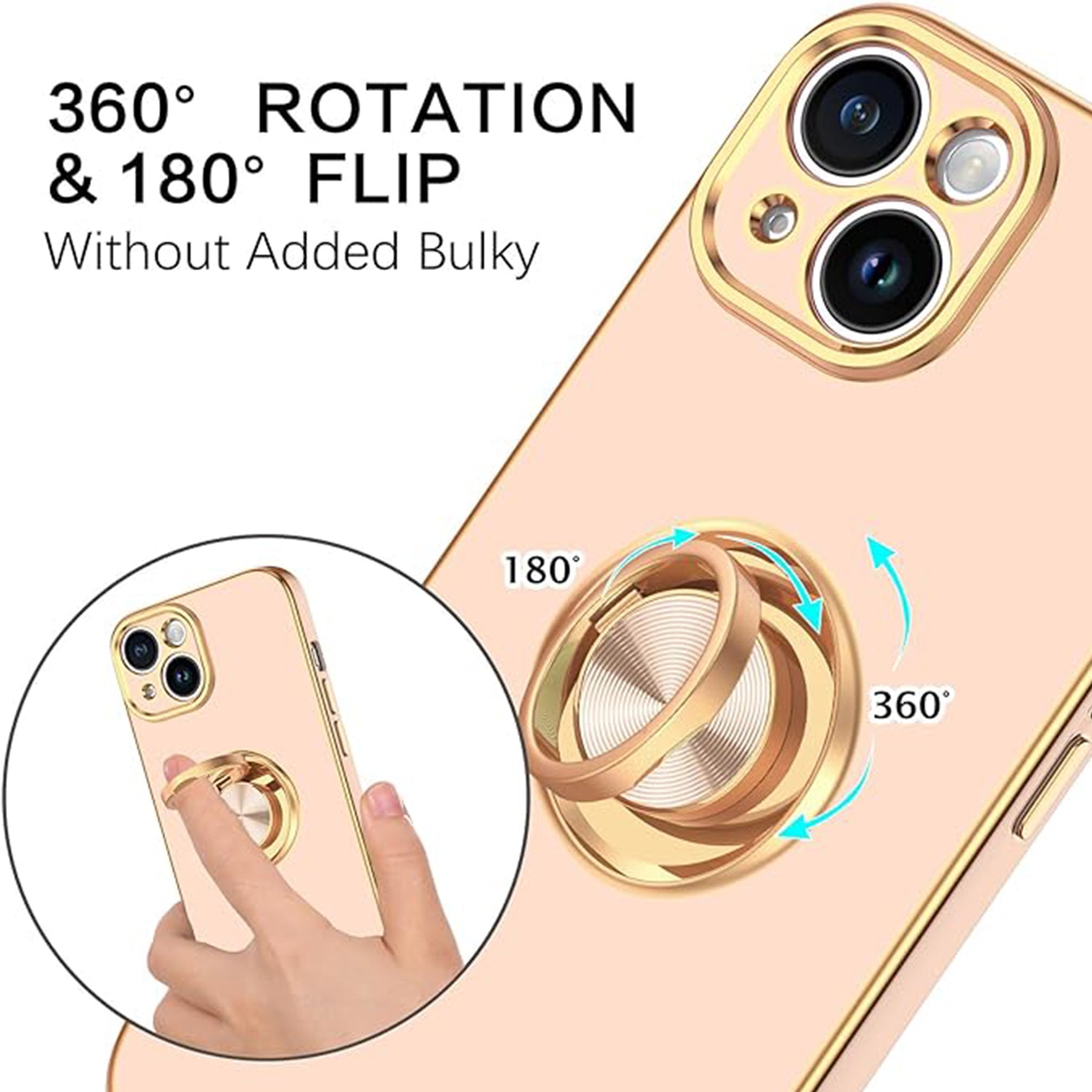 iPhone 14 Fashion Ring Magnetic GPS car mount Phone Holder Case