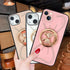 iPhone 14/13 Large bow round support precise hole diamond case