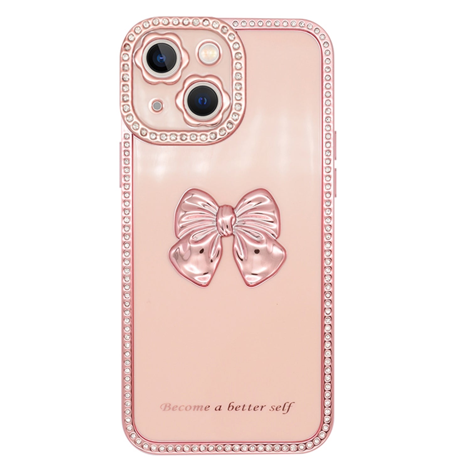 iPhone 14/13 Diamond frame color electroplating bow case