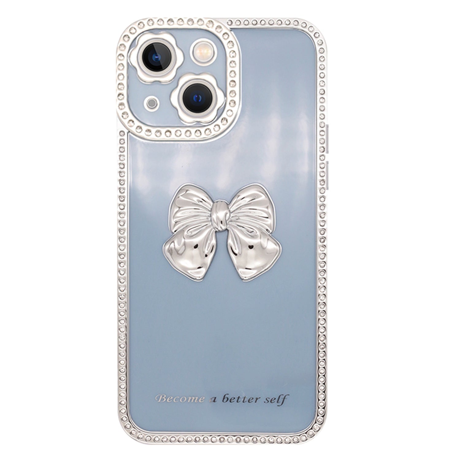 iPhone 14/13 Diamond frame color electroplating bow case