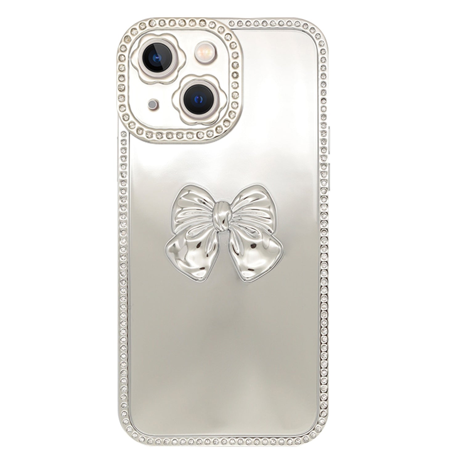 iPhone 14/13 Diamond frame color electroplating bow case