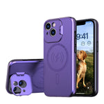 iPhone 14 Plus Fashionable Lens Cover Stand Magnetic Suction Wireless Case