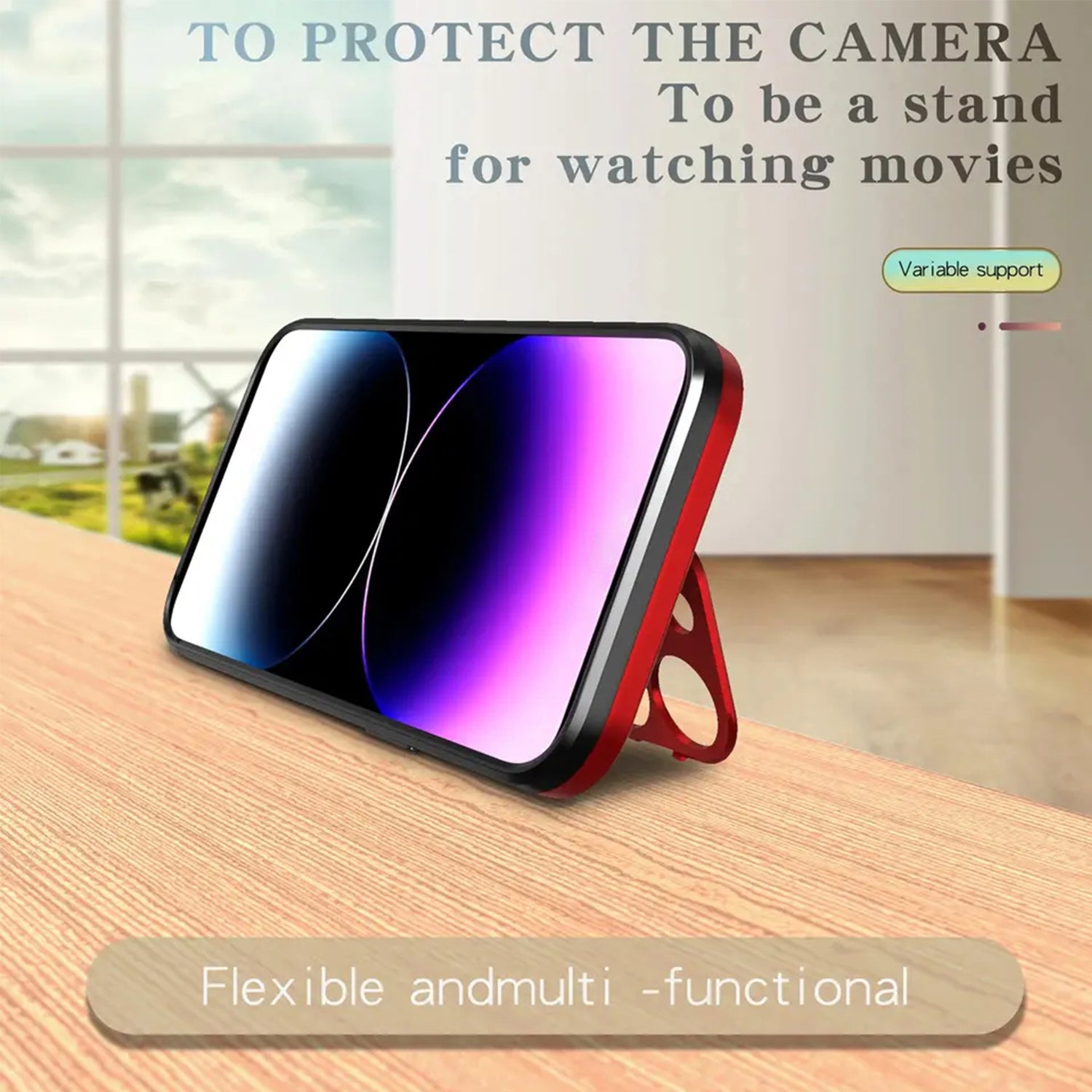 iPhone 14/13 Fashionable Lens Cover Stand Magnetic Suction Wireless Case