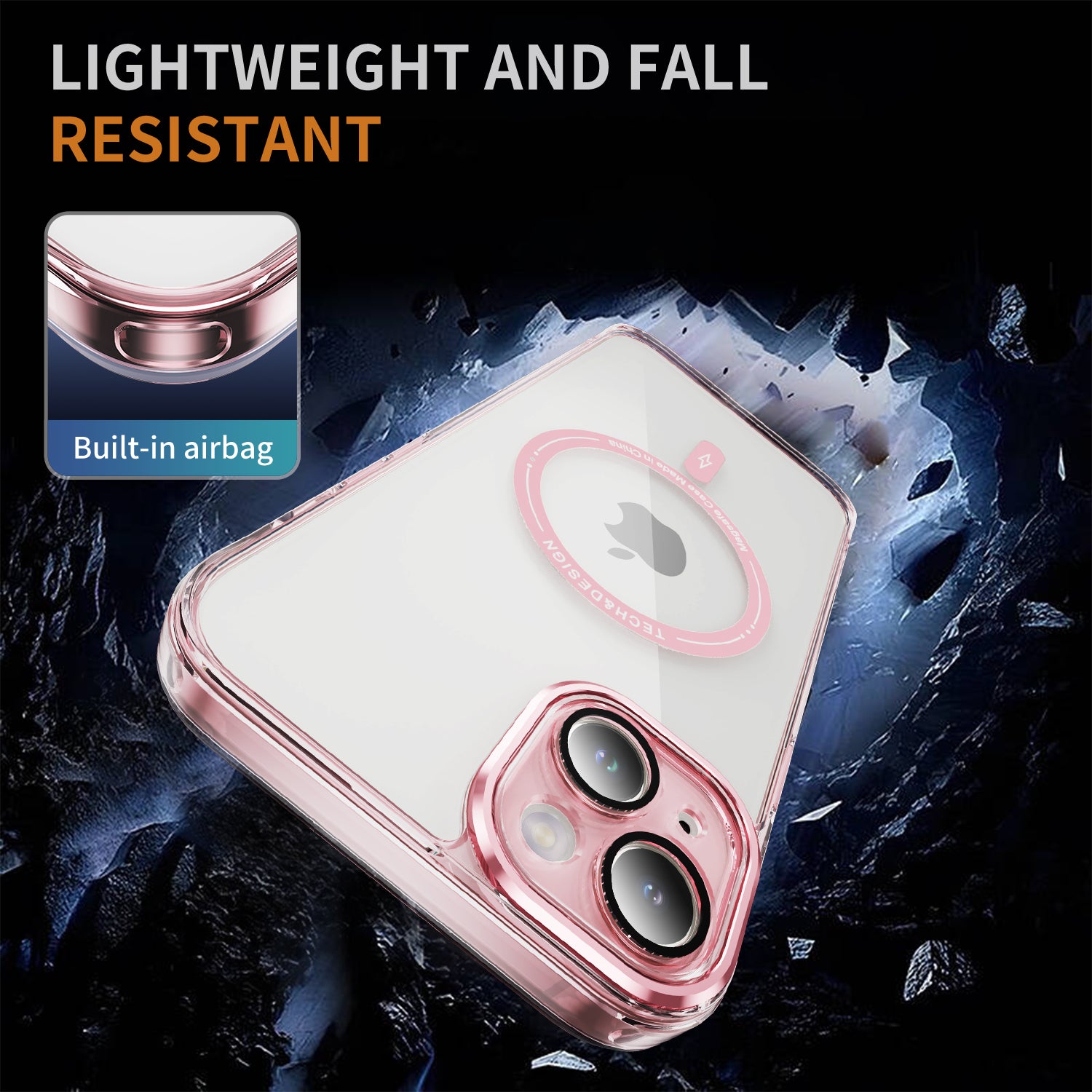 iPhone 14/13 Shockproof Transparent Magnetic Attraction Protective Phone Case