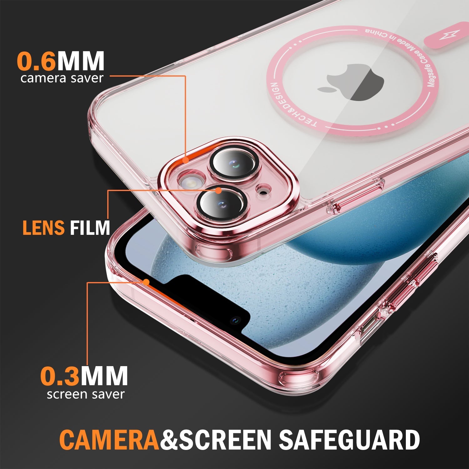 iPhone 14 Plus Shockproof Transparent Magnetic Attraction Protective Phone Case