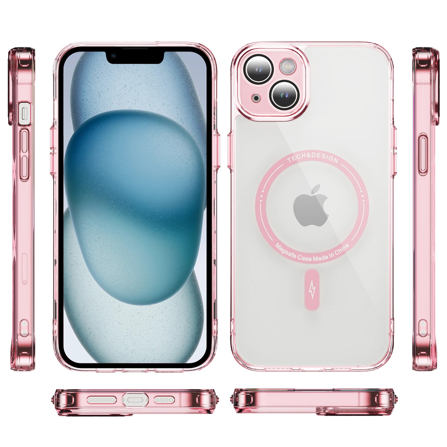 iPhone 14/13 Shockproof Transparent Magnetic Attraction Protective Phone Case