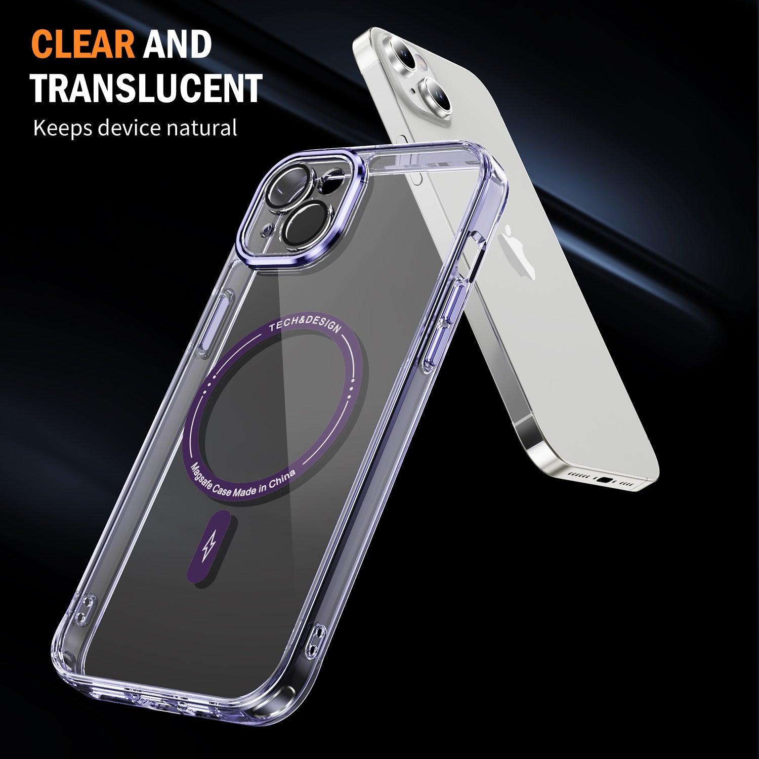 iPhone 14/13 Shockproof Transparent Magnetic Attraction Protective Phone Case