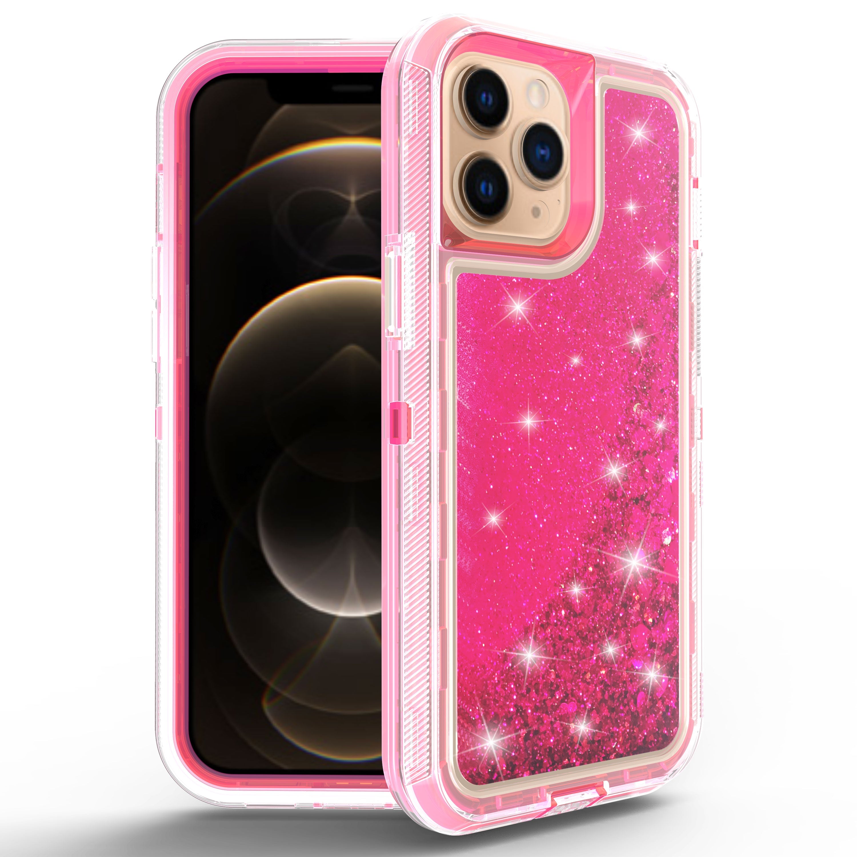 iPhone 14 Pro Transparent Floating Glitter Heavy Duty Case