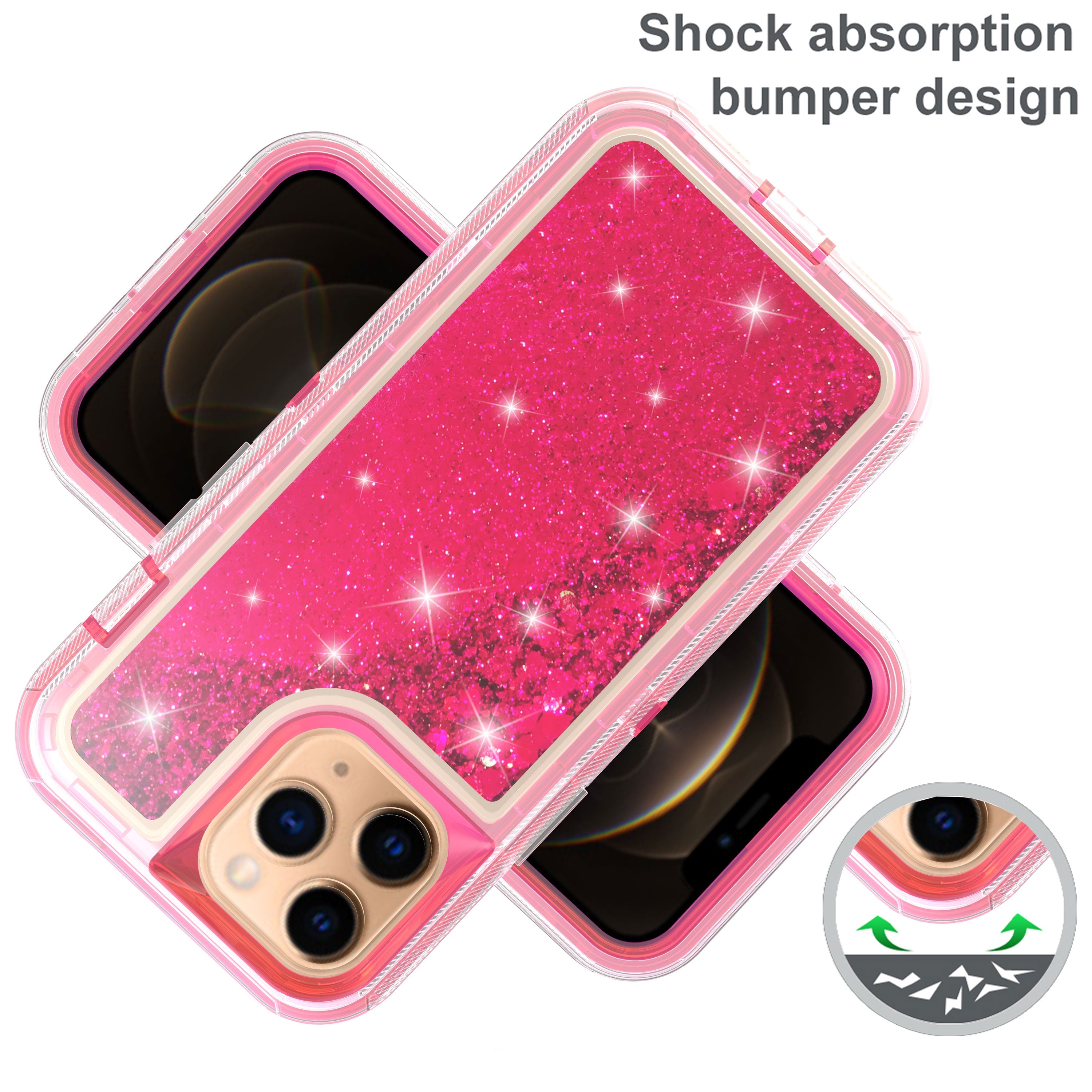 iPhone 14 Pro Transparent Floating Glitter Heavy Duty Case