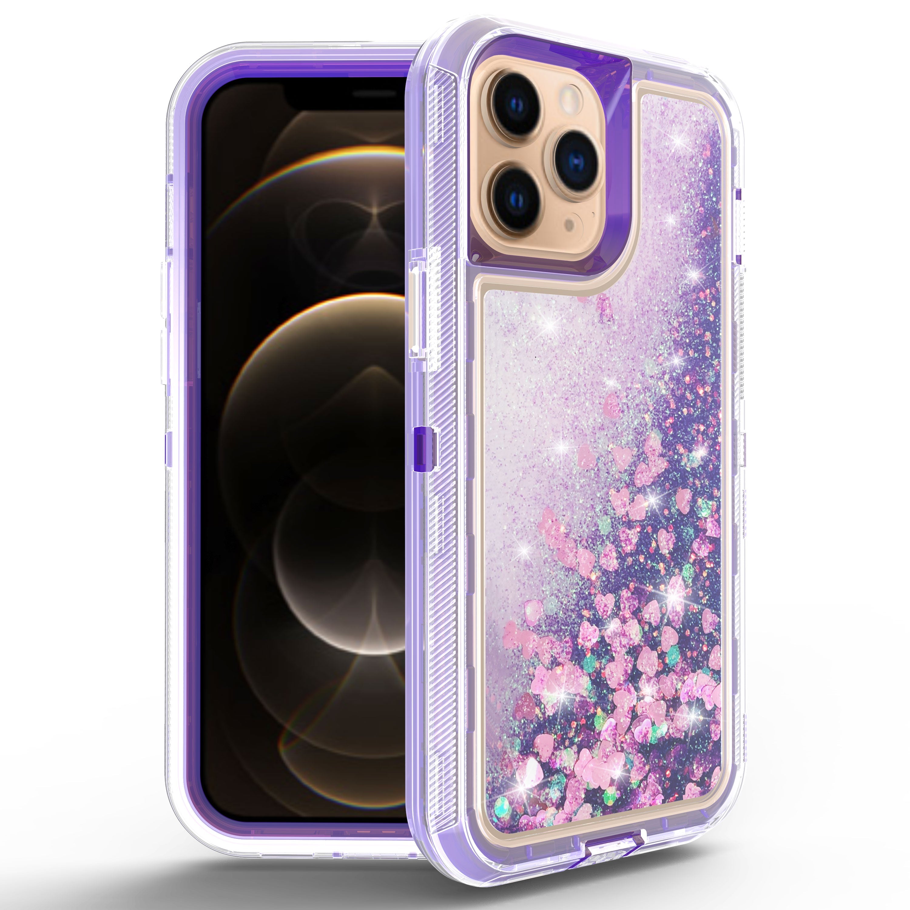 iPhone 14 Pro Transparent Floating Glitter Heavy Duty Case