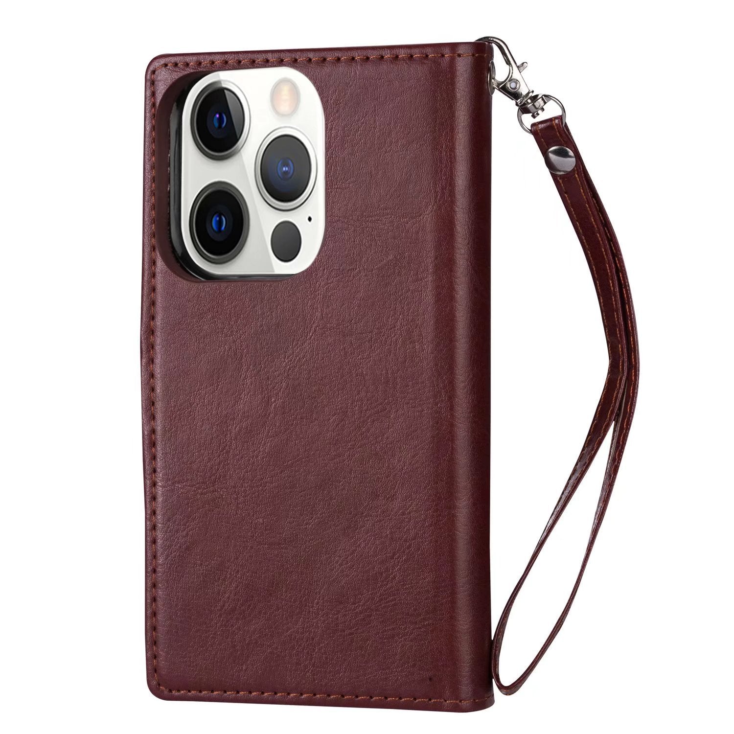 iPhone 14 Pro 2 in 1 Leather Wallet Case With 9 Credit Card Slots and Removable Back Cover