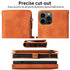 iPhone 14 Pro Retro Premium Flip Leather Cover with 9 Card Holder & Zipper Cash Pocket & Wrist Strap