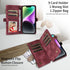 iPhone 14 Pro Retro Premium Flip Leather Cover with 9 Card Holder & Zipper Cash Pocket & Wrist Strap