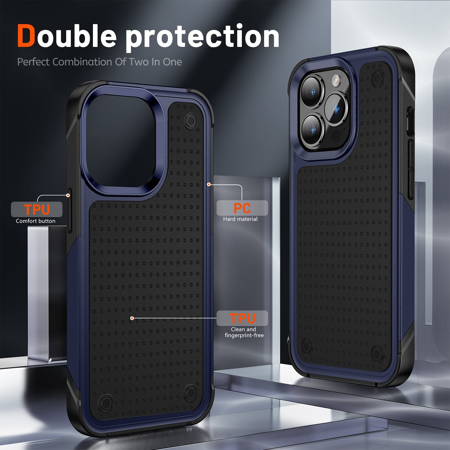 iPhone 14 Pro Durable Defener Shockproof Hard PC TPU Luxury Case