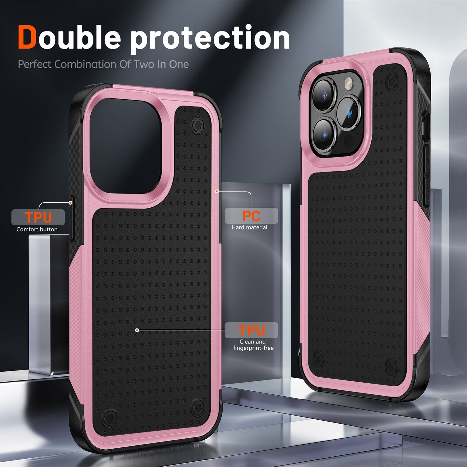 iPhone 14 Pro Max Durable Defener Shockproof Hard PC TPU Luxury Case