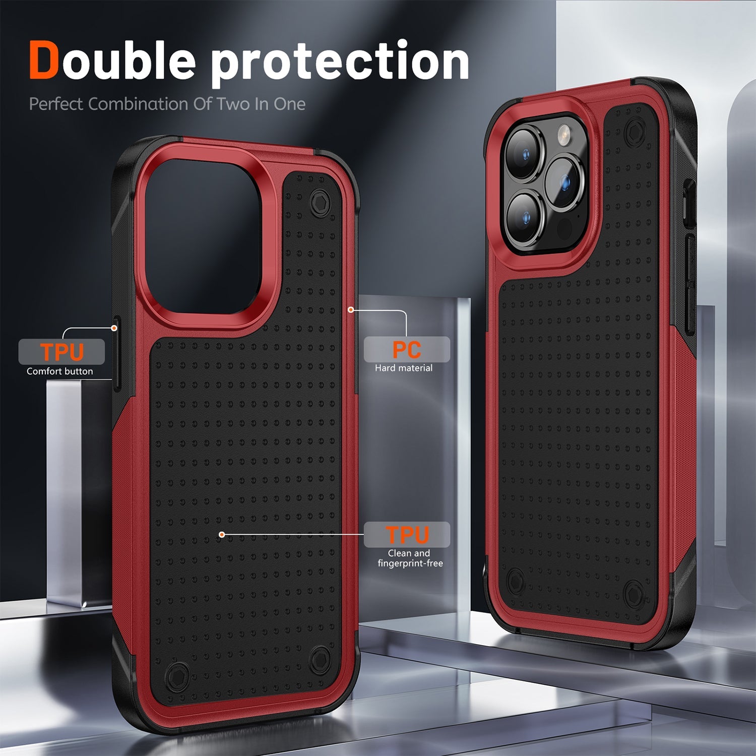 iPhone 14 Pro Max Durable Defener Shockproof Hard PC TPU Luxury Case