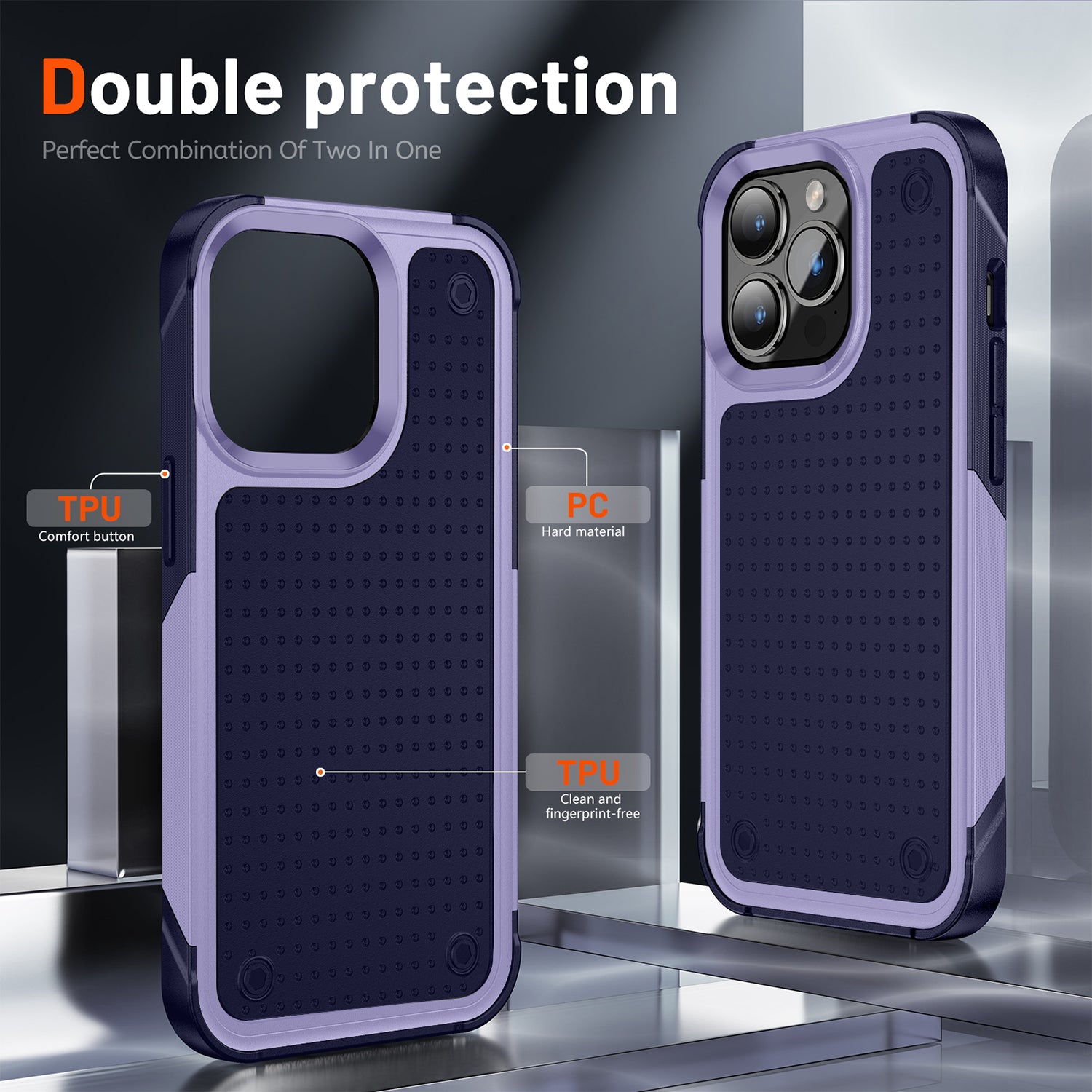 iPhone 14 Pro Durable Defener Shockproof Hard PC TPU Luxury Case