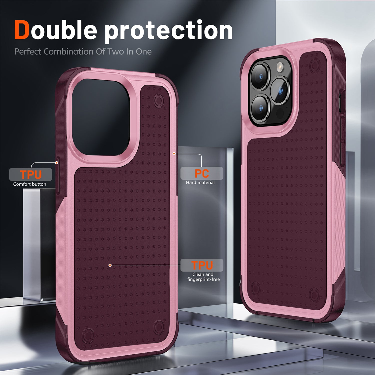 iPhone 14 Pro Durable Defener Shockproof Hard PC TPU Luxury Case