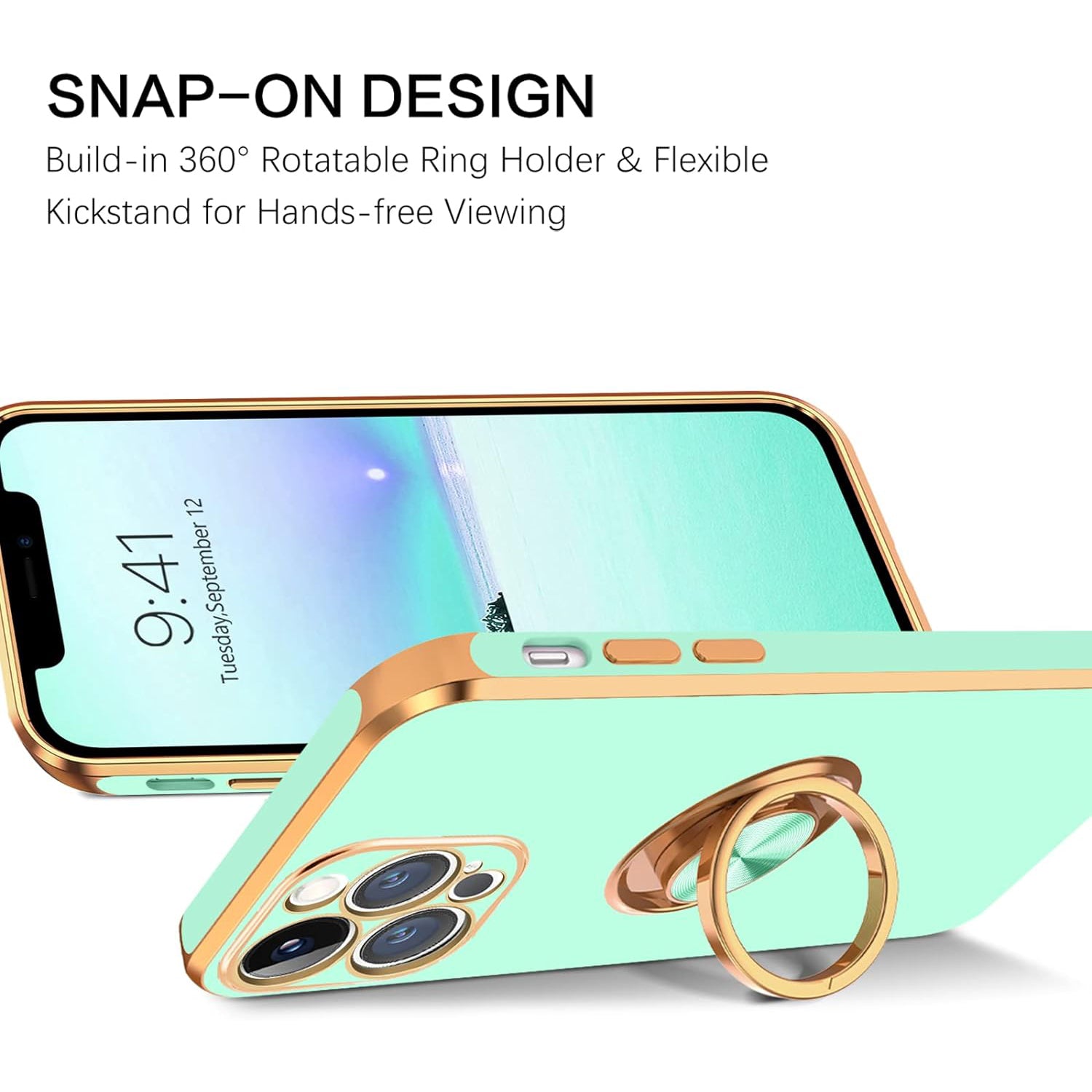 iPhone 14 Pro Fashion Ring Magnetic GPS car mount Phone Holder Case