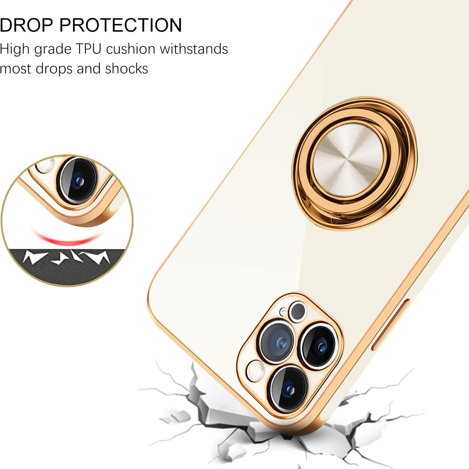 iPhone 14 Pro Fashion Ring Magnetic GPS car mount Phone Holder Case