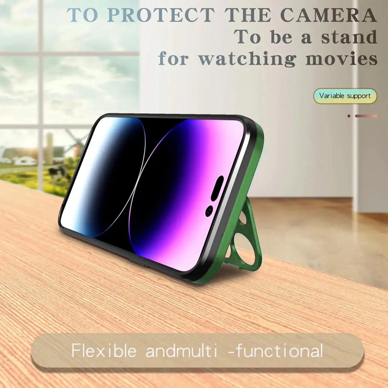 iPhone 14 Pro Fashionable Lens Cover Stand Magnetic Suction Wireless Case