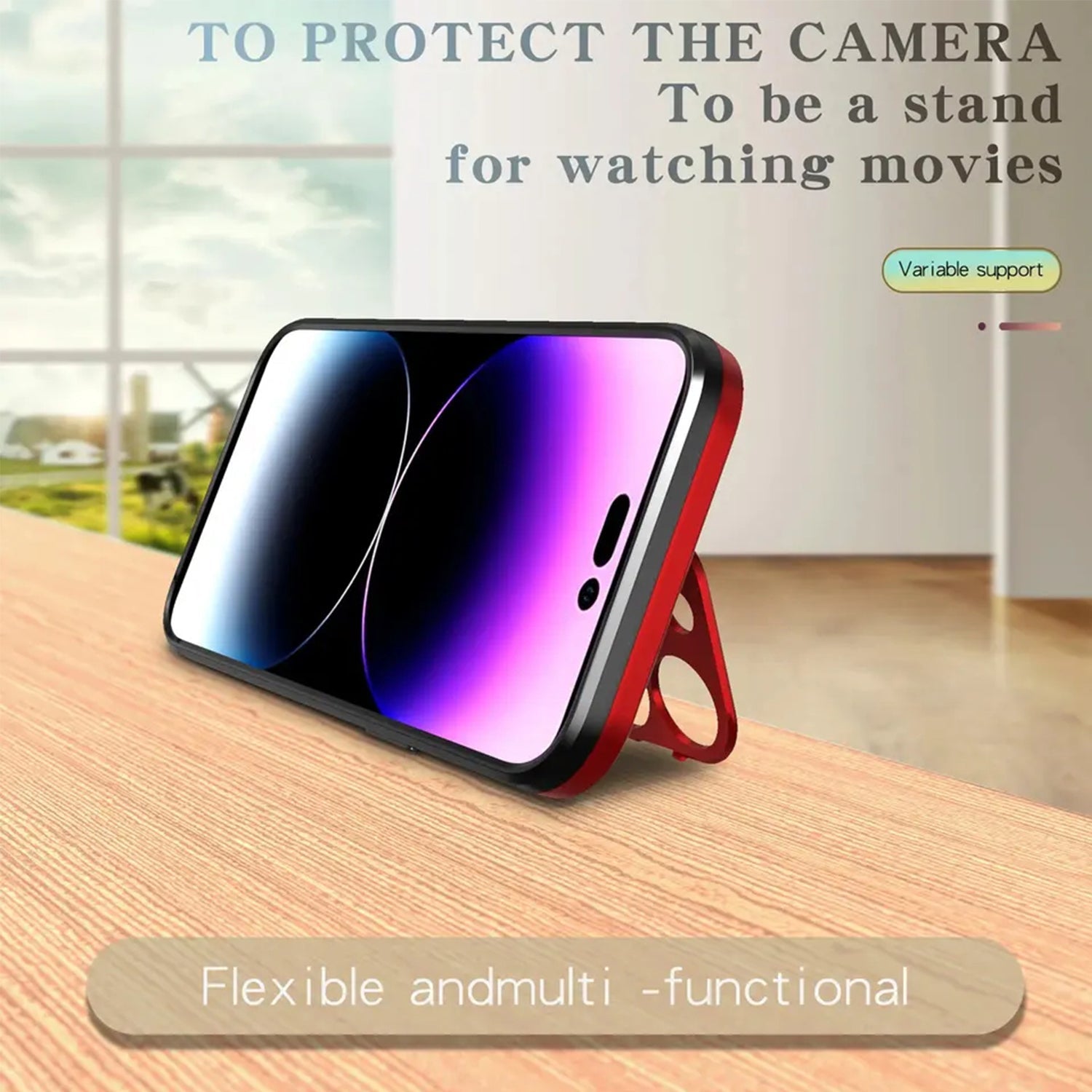 iPhone 14 Pro Max Fashionable Lens Cover Stand Magnetic Suction Wireless Case