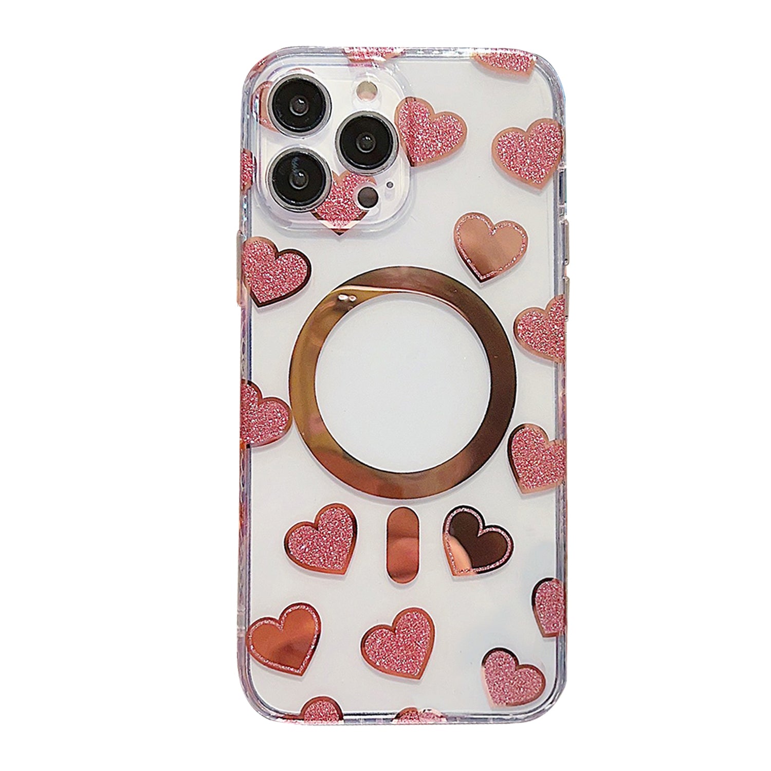 iPhone 14 Pro Love Transparent Fall Prevention Magnetic Suction Case