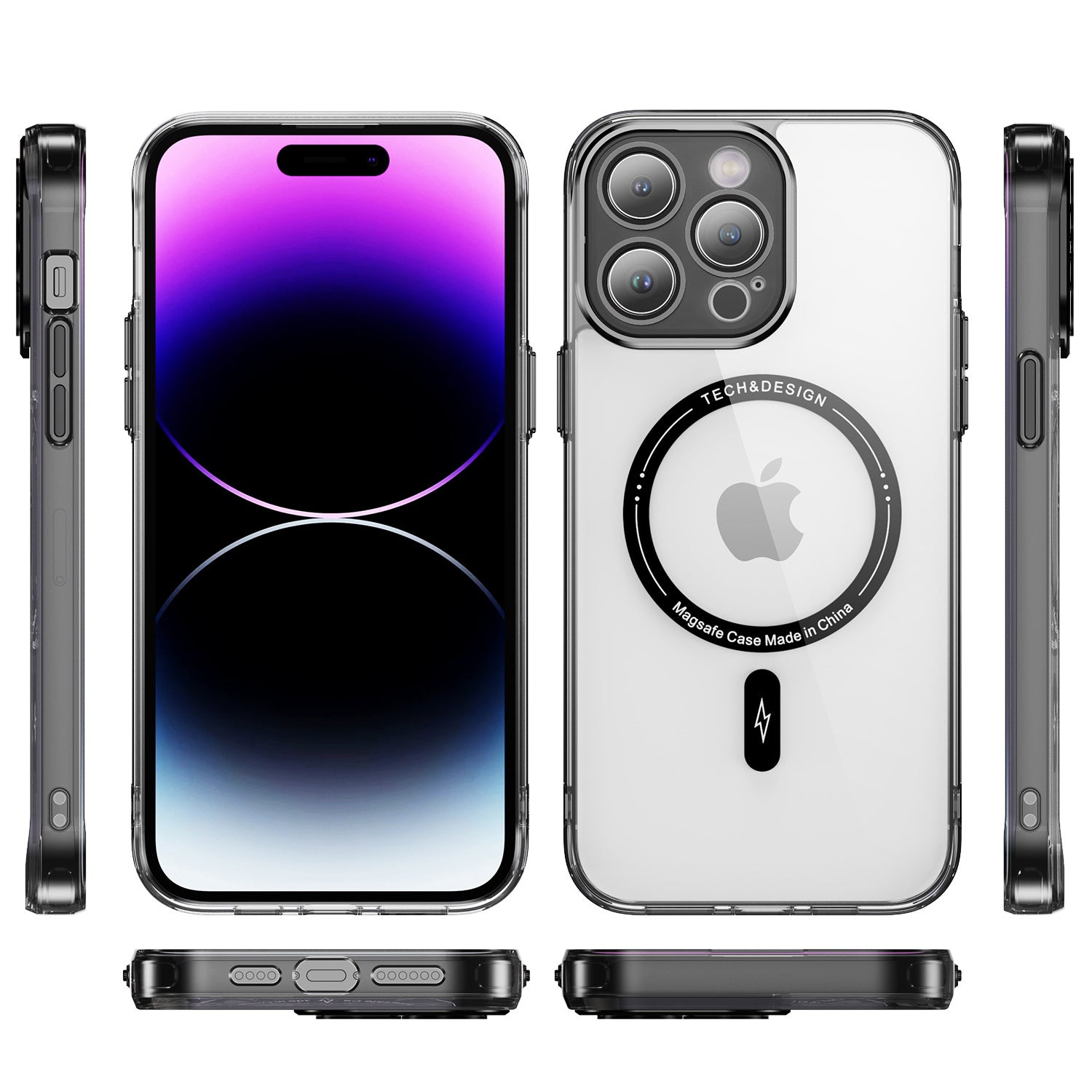 iPhone 14 Pro Shockproof Transparent Magnetic Attraction Protective Phone Case