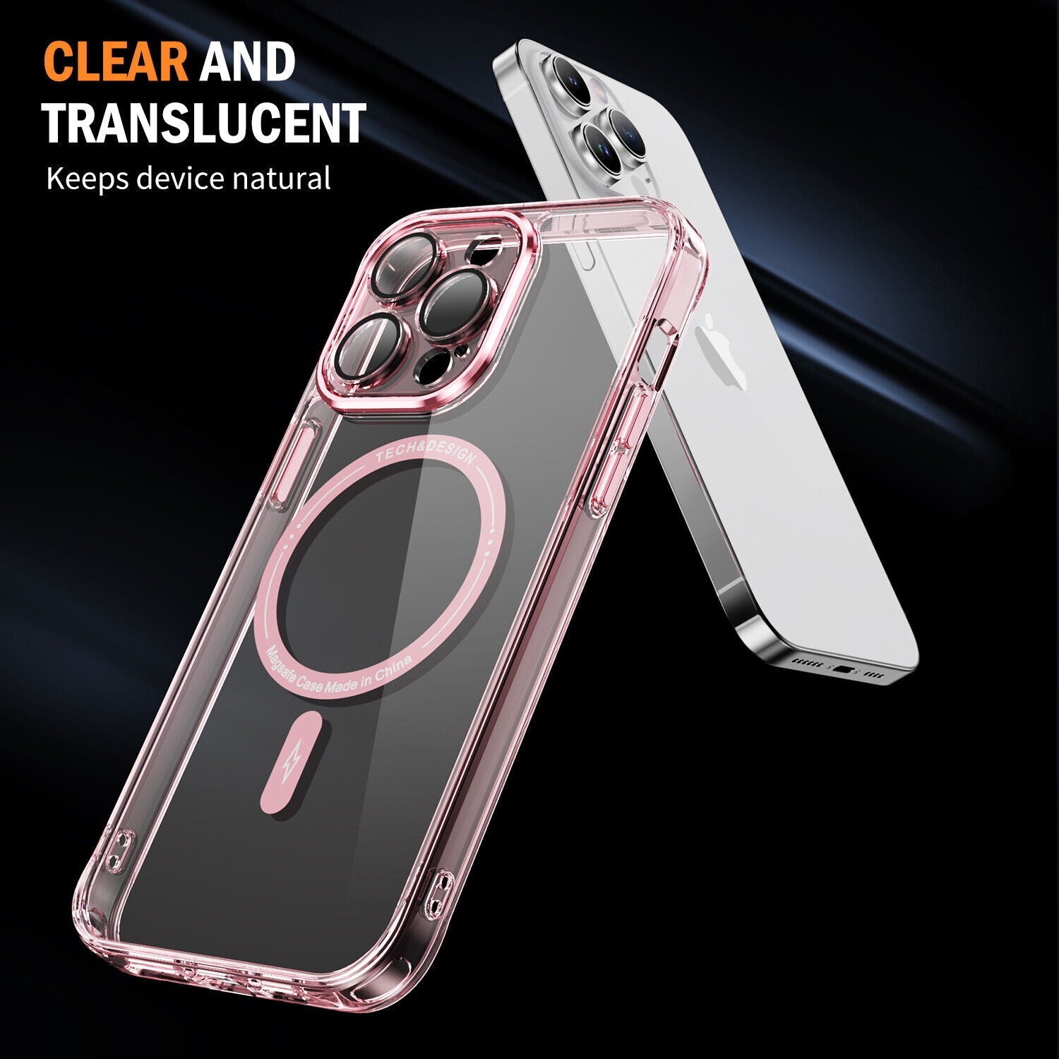 iPhone 14 Pro Max Shockproof Transparent Magnetic Attraction Protective Phone Case