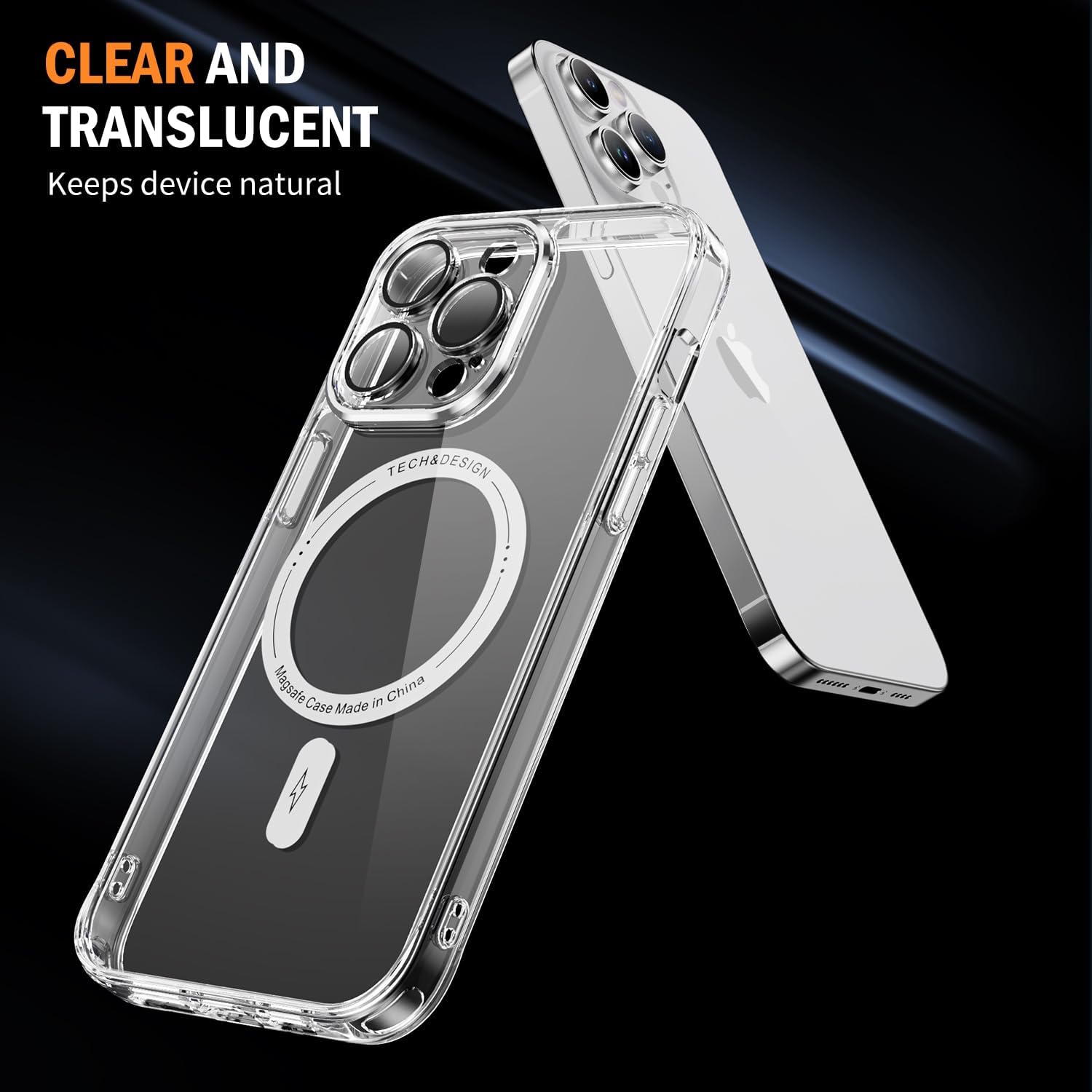 iPhone 14 Pro Shockproof Transparent Magnetic Attraction Protective Phone Case