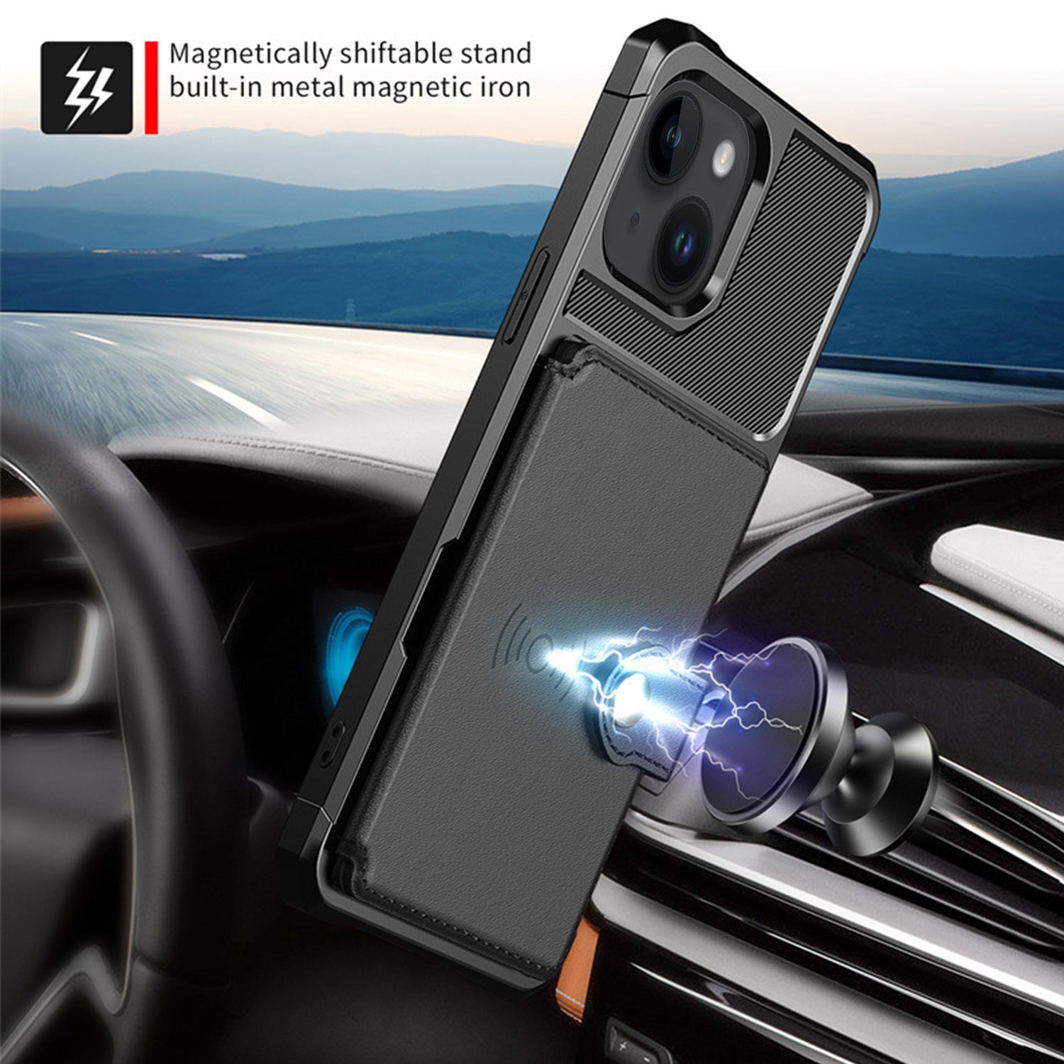 iPhone 15 Fall prevention Magnetic suction card Case