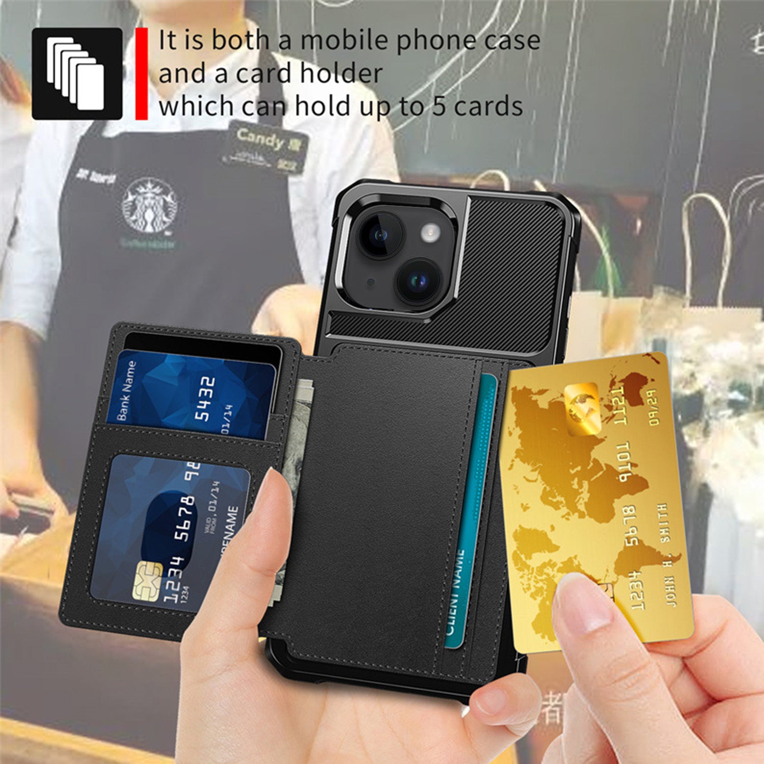 iPhone 15 Fall prevention Magnetic suction card Case