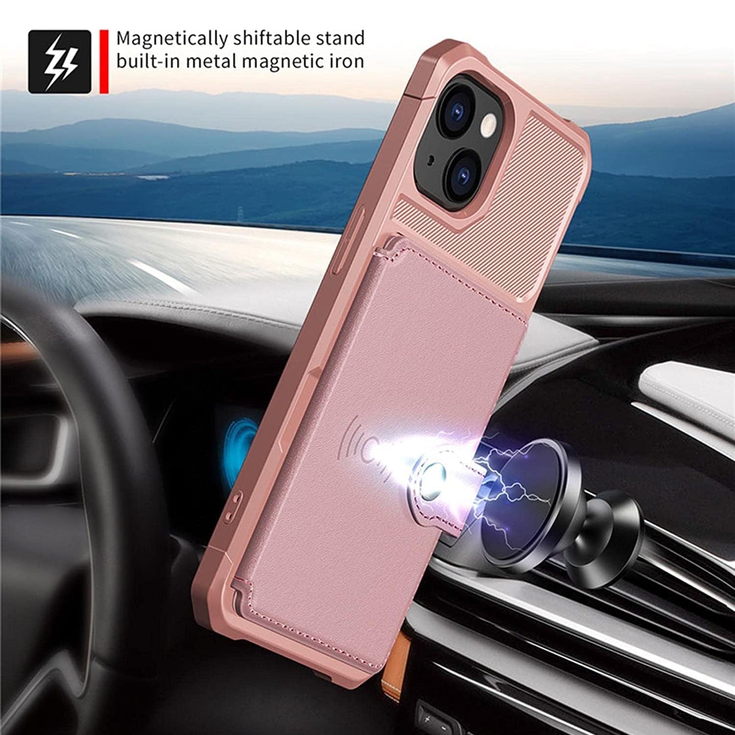 iPhone 15 Fall prevention Magnetic suction card Case