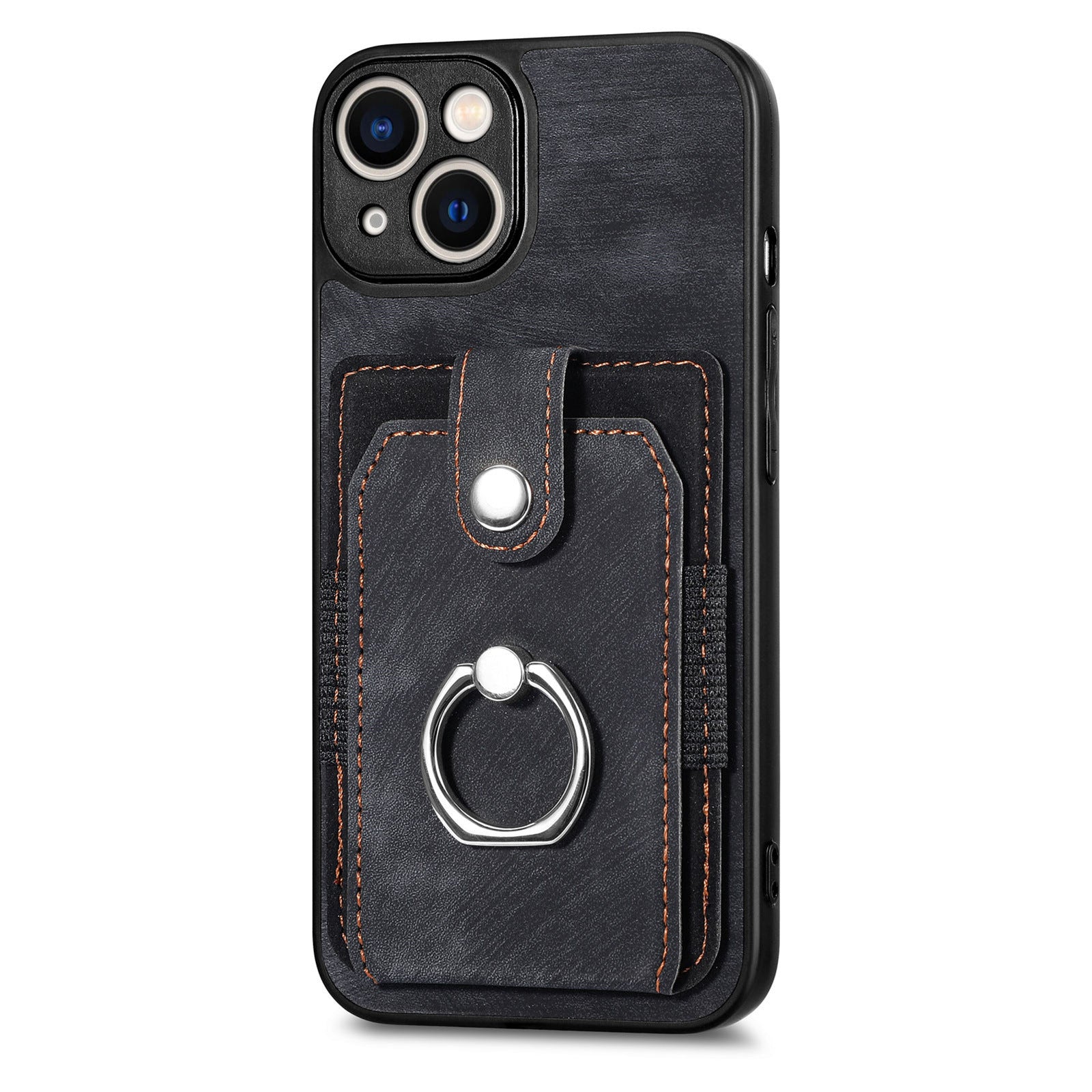 iPhone 15 Plus Solid Vintage Hardware Ring Leather Case