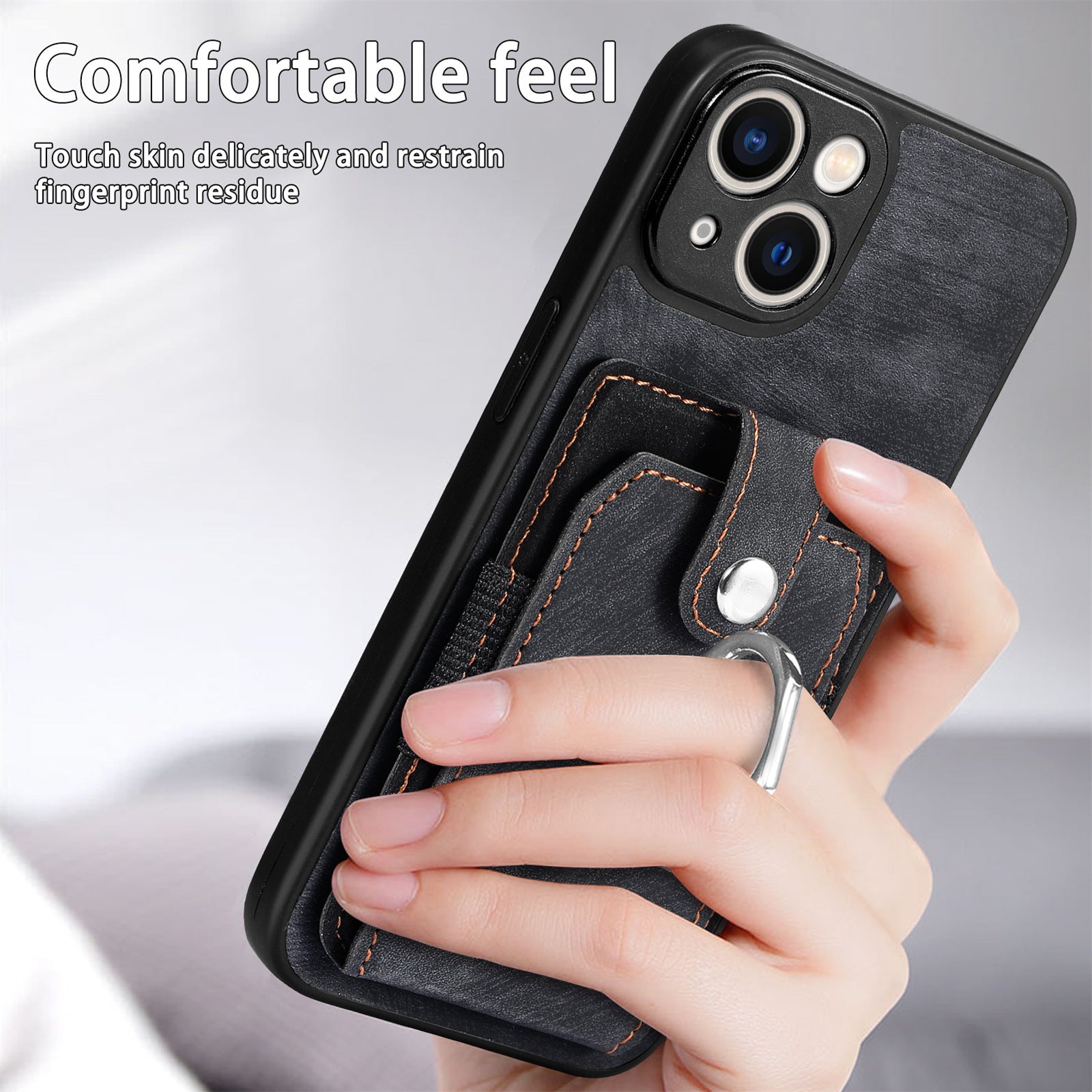 iPhone 15 Plus Solid Vintage Hardware Ring Leather Case