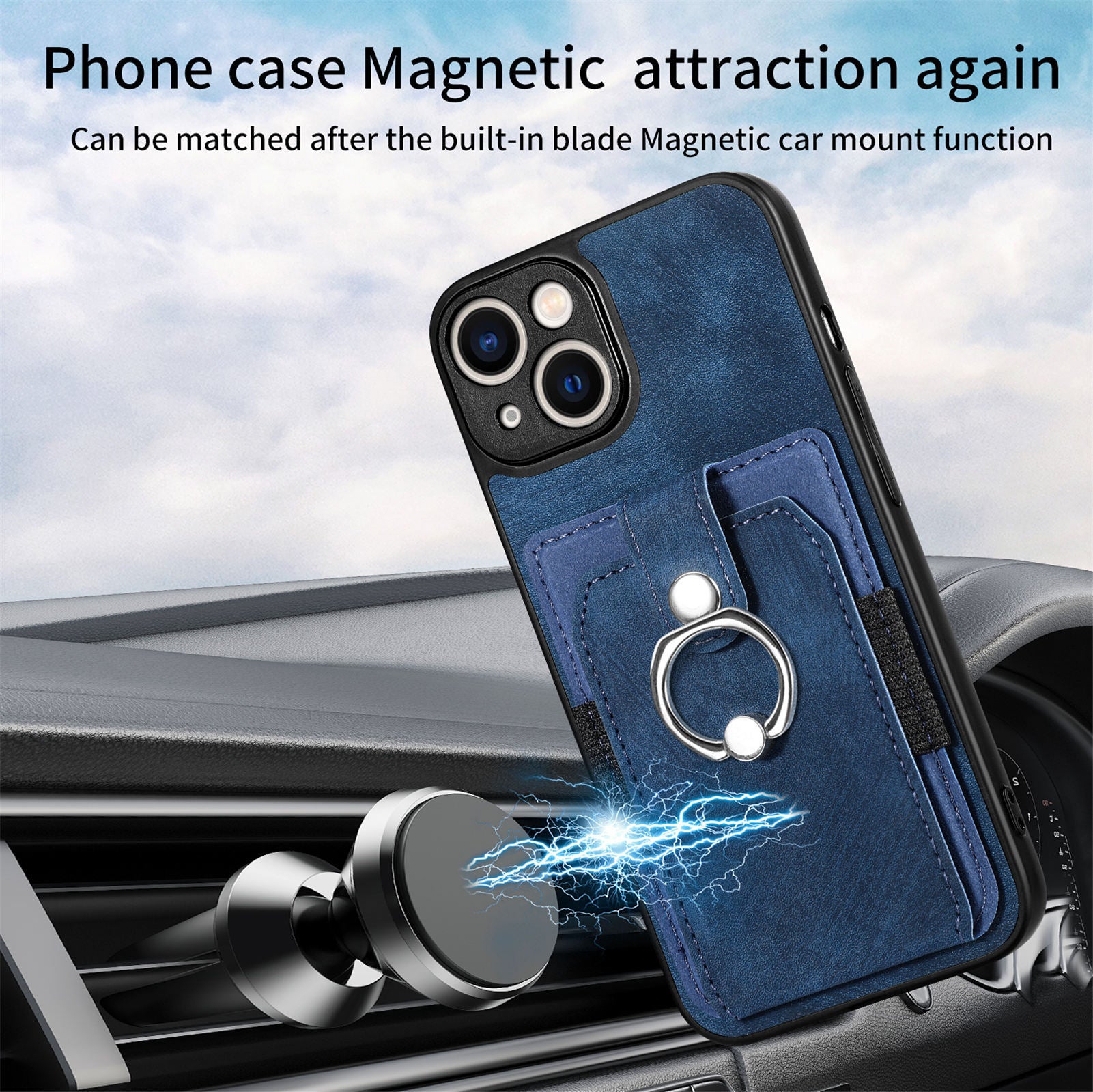 iPhone 15 Plus Solid Vintage Hardware Ring Leather Case