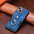 iPhone 15 Solid Vintage Hardware Ring Leather Case