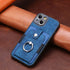 iPhone 15 Plus Solid Vintage Hardware Ring Leather Case